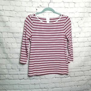 MADELEINE Red/White Striped 3/4 sleeve Top Size 8 EUC